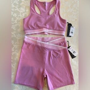 Jessica Simpson Pink Sports Bra and Shorts Set